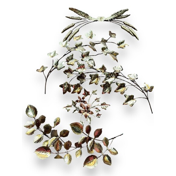 Vintage MCM Brass Copper Metal Flower Wall Art Decor Set of 5 Mid Century Modern - Picture 11 of 13